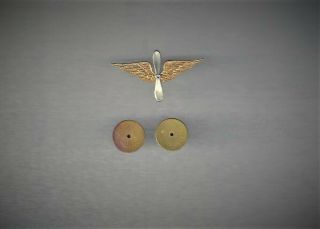 Rare Pre Wwii Us Army Air Corps Officer Collar Wing Insignia Meyer Metal