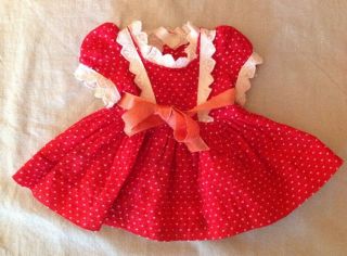 Tagged Terri Lee Heart Fund Dress,  Red With White Eyelet Lace Trim.