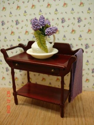 Dollhouse Miniatures Vintage Bespaq Mahogany Table,  Wash Stand,  Server,  Tea Cart