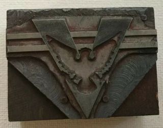 Rare Wwii Eagle V For Victory Ink Stamping Printing Block Ww2