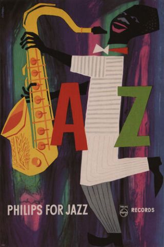 Philips For Jazz Poster C Van Velsen Netherlands 1955 - 1956 Vintage Ad 24x36