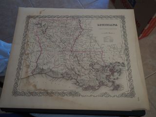 Antique Map " Louisiana " Colton 