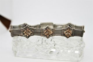 Estate - Rare Arts and Crafts Vintage Sterling Silver & Gold Gate Link Bracelet 2