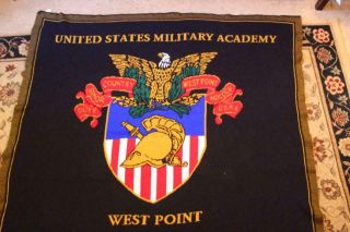 Vintage United States Military Academy West Point Knit Blanket Hanging - Rare