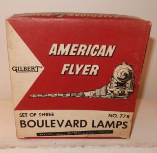 American Flyer Rare 778 Set Of 3 Boulevard Lamps OB,  Insert 2