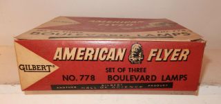 American Flyer Rare 778 Set Of 3 Boulevard Lamps OB,  Insert 3
