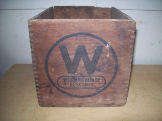 Vintage Antique Wooden Westinghouse Electrio Box - Dovetail Corners