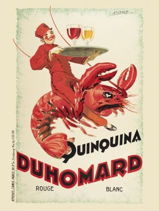 Duhomard Quinquina By Dorfinant Art Print Lobster Vintage Wine Bar Poster 24x18