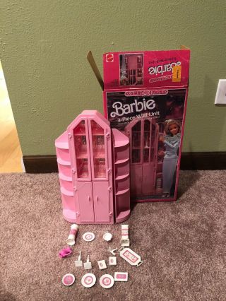 Vintage 1987 Barbie Sweet Roses 3 - Piece Wall Unit Set Plus Accessories