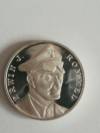 Medal Rommel Erwin J.  Afrikakorps Rare Proof Silver