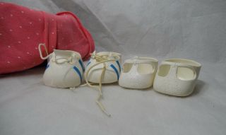Two Vintage Cpk Cabbage Patch Kids Doll Shoes White Maryjanes Blue Stripe Tennis