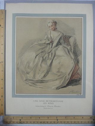 Rare Vtg Young Lady With Ring Francois Boucher Illustration Art Print