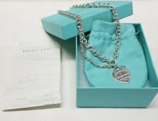 Rare Please Return To Tiffany & Co.  Large Heart Tag Double Chain Necklace
