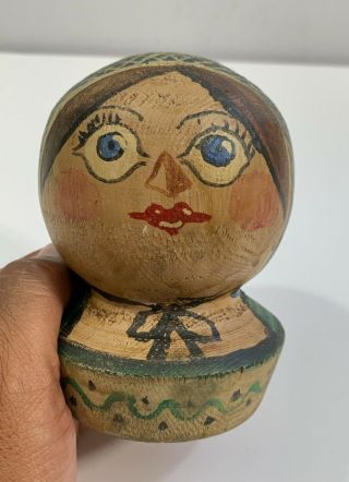 Old Pennsylvania Folk Art Carved Wood And Painted Bust Of A Woman