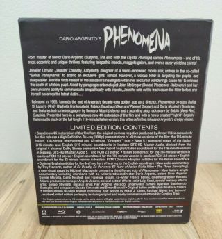Phenomena Blu - ray Limited Edition 3 Disc Arrow Video Region B Rare Dario Argento 2
