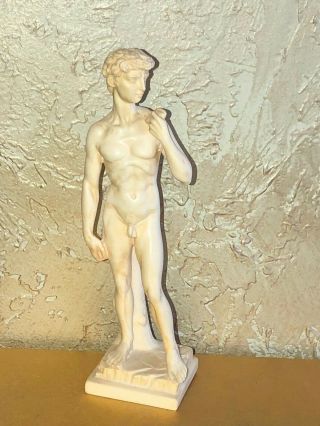 Vintage Signed G Ruggeri Michelangelo Statue Of David Nude Made In Italy