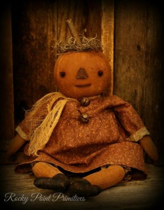 Primitive Halloween Fall Pumpkin Girl Doll