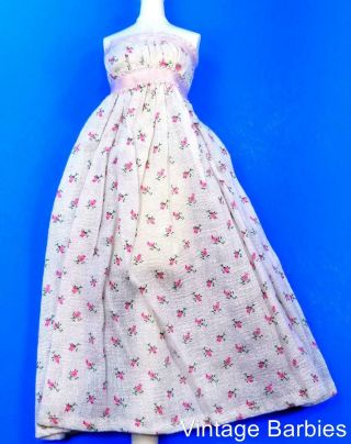 Barbie Doll Sized Floral Print Dress Near Vintage 1960 