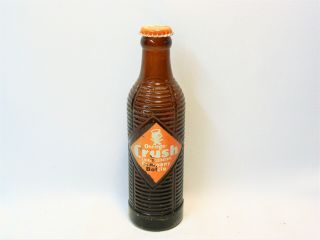 Rare Vintage Orange Crush Ribbed Amber Bottle Dancing Man W/ Cap