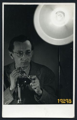 Self Portrait W Photo Camera,  Lamp,  Mirror Reflection,  Rare,  Vintage Photograph,