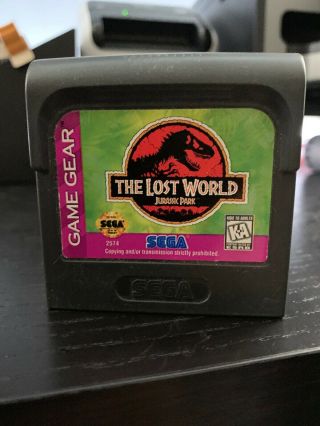 Sega Game Gear Jurassic Park,  The Lost World Game Cartridge W/clear Case,  Rare