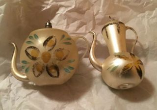 Antique Blown Glass Teapots Christmas Tree Ornaments W/glass Glitter