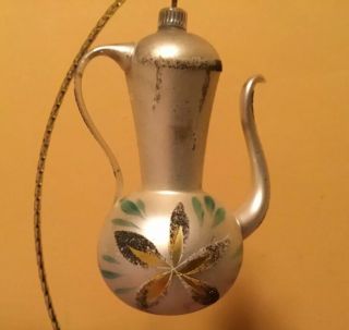 Antique Blown Glass Teapots Christmas Tree Ornaments w/Glass Glitter 3