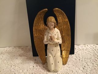 2005 Roman Inc.  Rr Rare “praying Angel” Figurine Huge Gold Wings Hand Painted