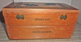 Rare & Wonderful Wwii Home Front Wooden Knitting Box Hand Decorated Look
