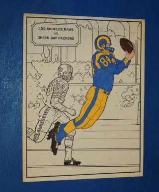 Rare 1960s Vintage Venus Paradise Nfl Football Sheet Rams Vs.  Packers Colored