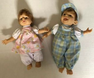Vintage Berenguer Baby Boy And Girl Expressions Dolls Toys Small 9” And 7.  5”