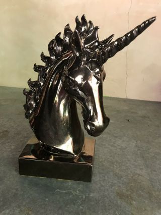 Unicorn Statue Ceramic Antique Bronze Finish