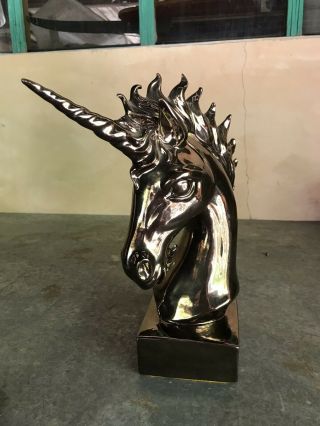 Unicorn Statue Ceramic Antique Bronze Finish 2