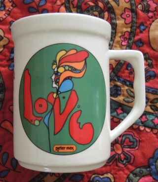 Rare Peter Max Signed Ceramic Coffee Tea Love Mug Great Gift 60s Art