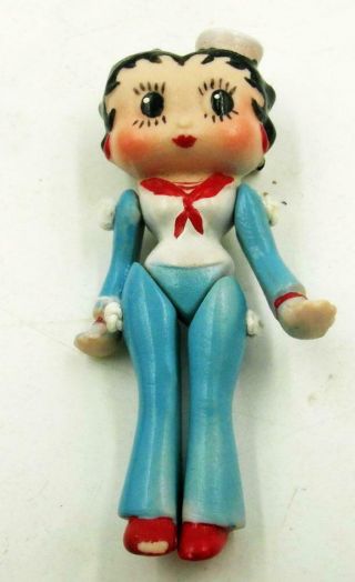 1950s Betty Boop Porcelain Pinback Brooch In Sailor Outfit Rare