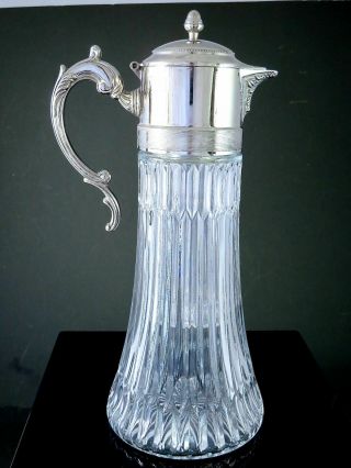 Vintage Fb Rogers Italy Silverplate Glass Carafe Claret Wine Jug W/ice Insert