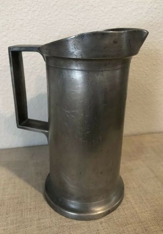 Antique Pewter Liter “litre” Tankard Stein W/ Crown Hallmark Mug Cup 1800s?