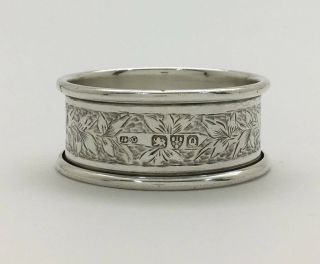 Fine English Engraved Sterling Silver Napkin Ring J&rg Chester 1899 " F B "