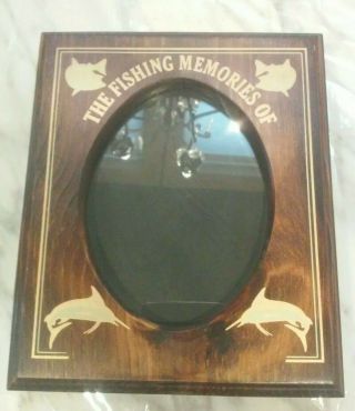 Vintage Sunset Times Wooden " Fishing Memories " Photo Album Holds 30 - 4 " X 6 "