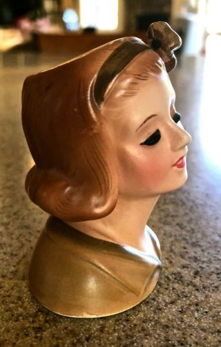 Rare - Small Vintage Lady Head Vase Teen Girl Wi Pageboy,  Numbered,  Japan Sticker