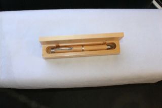 Oberthur Wood & Metal Vintage Ink Pen With Wooden Box Rare