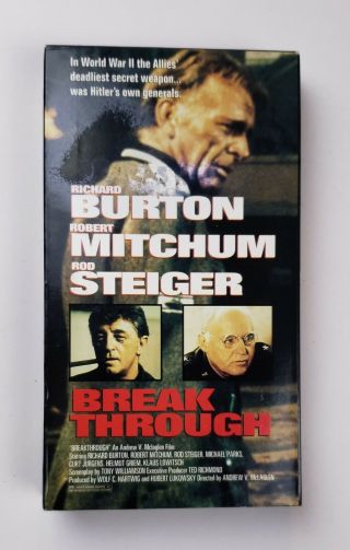 Breakthrough Vhs Worldvision 1979 Rare Richard Burton Robert Mitchum Rod Steiger