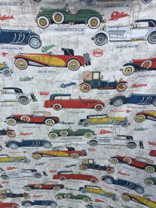Old Cars Vintage Fabric Made Into Curtain