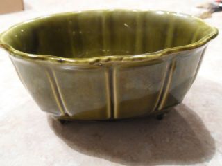 Vintage Antique Mccoy Oval Dark Green Pottery Planter 489 Usa