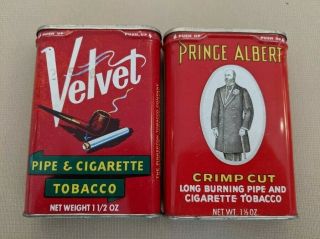 Vintage Tobacco Tins Velvet & Prince Albert Antique Collectible Smoking