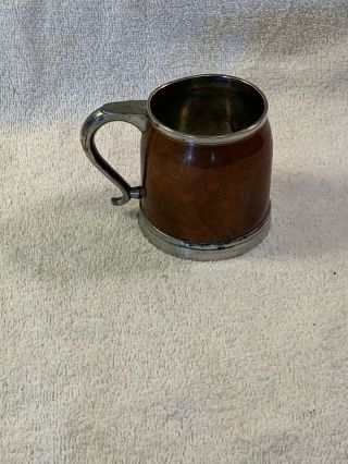 Very Rare Antique 1909 Manning Bowman 10 oz Copper & Pewter Trophy Mug / Tankard 2