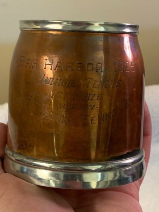 Very Rare Antique 1909 Manning Bowman 10 oz Copper & Pewter Trophy Mug / Tankard 3