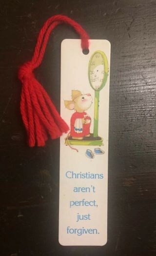 Vtg 1983 " Forgiven " Mouse Weighing On Scale Bookmark Antioch Rare 70 