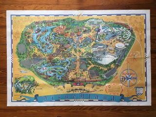 Vintage Walt Disney Disneyland Park Map Poster 1968 30” X 45” Authentic Rare