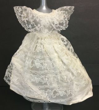 Vintage Barbie Doll Clone Off White Dress Wedding Gown Lace Overlay
